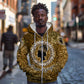 Queen Nzinga Zip Hoodie Cowrie Crown Silhouette Royal Power - African Pride