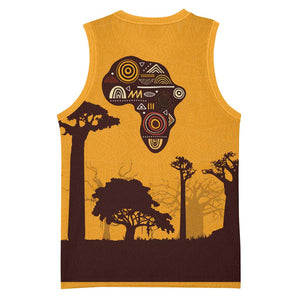 South Africa Flag Basketball Jersey Tribal Africa Heritage - Wildlife Silhouettes in Earthy TS04