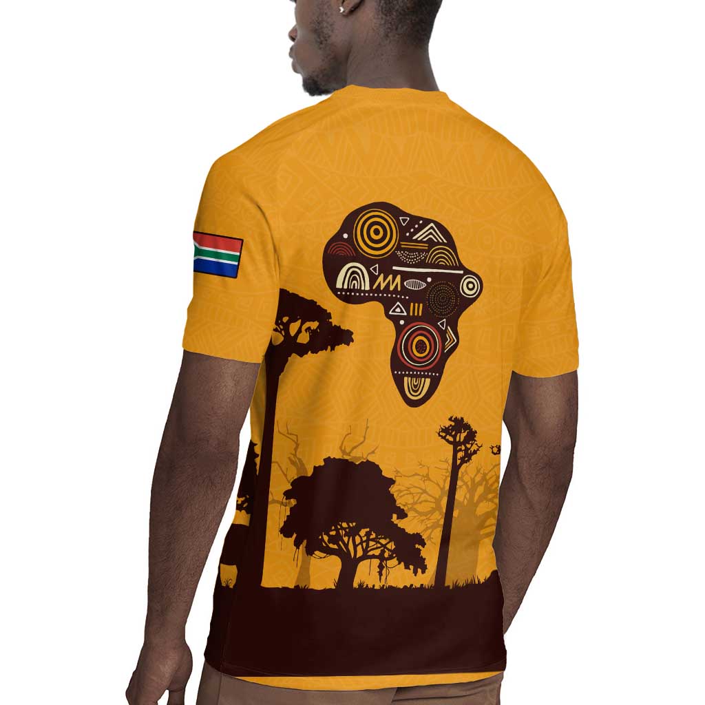 South Africa Flag Rugby Jersey Tribal Africa Heritage - Wildlife Silhouettes in Earthy