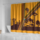 South Africa Flag Shower Curtain Tribal Africa Heritage - Wildlife Silhouettes in Earthy