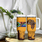 South Africa Flag Tumbler With Handle Tribal Africa Heritage - Wildlife Silhouettes in Earthy