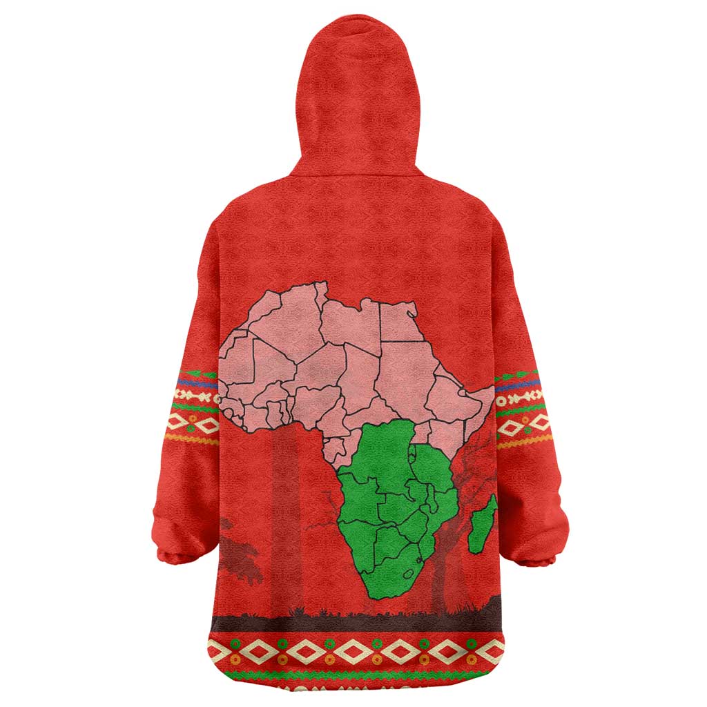 Wildlife South Africa Kid Wearable Blanket Hoodie Tribal Pattern National Flag Safari Silhouettes