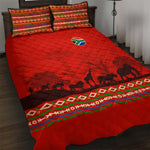 Wildlife South Africa Quilt Bed Set Tribal Pattern National Flag Safari Silhouettes