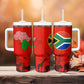 Wildlife South Africa Tumbler With Handle Tribal Pattern National Flag Safari Silhouettes