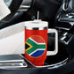 Wildlife South Africa Tumbler With Handle Tribal Pattern National Flag Safari Silhouettes