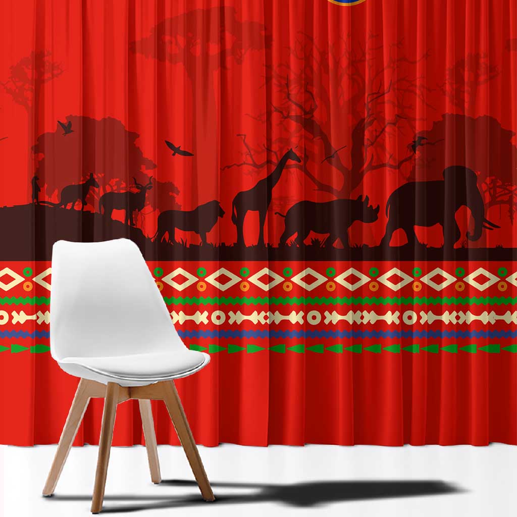 Wildlife South Africa Window Curtain Tribal Pattern National Flag Safari Silhouettes