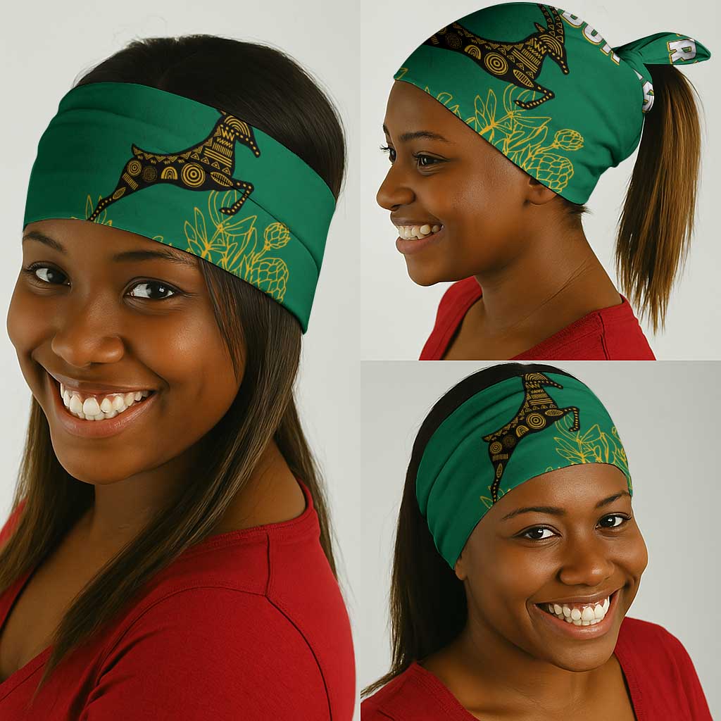 South Africa Springboks Neck Gaiter Tribal Antelope Design and Floral Accents TS04