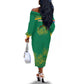 South Africa Springboks Off The Shoulder Long Sleeve Dress with Tribal Antelope Design and Floral Accents