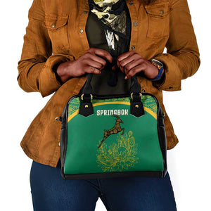 South Africa Springboks Shoulder Handbag with Tribal Antelope Design and Floral Accents