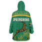 South Africa Springboks Wearable Blanket Hoodie with Tribal Antelope Design and Floral Accents