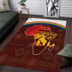 African Sunset Area Rug Tribal Pattern Continent Silhouette - Rainbow Arc Safari Scene