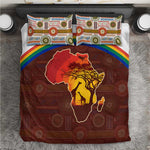 African Sunset Bedding Set Tribal Pattern Continent Silhouette - Rainbow Arc Safari Scene