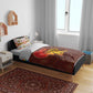African Sunset Bedding Set Tribal Pattern Continent Silhouette - Rainbow Arc Safari Scene