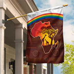African Sunset Garden Flag Tribal Pattern Continent Silhouette - Rainbow Arc Safari Scene
