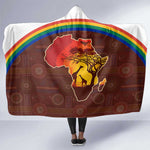 African Sunset Hooded Blanket Tribal Pattern Continent Silhouette - Rainbow Arc Safari Scene