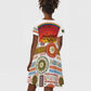 African Sunset Kid Short Sleeve Dress Tribal Pattern Continent Silhouette - Rainbow Arc Safari Scene