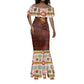 African Sunset Mermaid Dress Tribal Pattern Continent Silhouette - Rainbow Arc Safari Scene