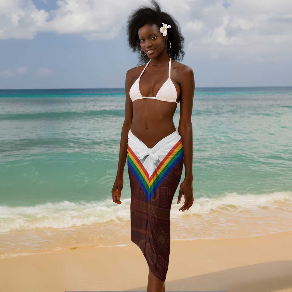 African Sunset Sarong Tribal Pattern Continent Silhouette - Rainbow Arc Safari Scene