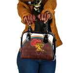African Sunset Shoulder Handbag Tribal Pattern Continent Silhouette - Rainbow Arc Safari Scene