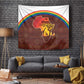 African Sunset Tapestry Tribal Pattern Continent Silhouette - Rainbow Arc Safari Scene