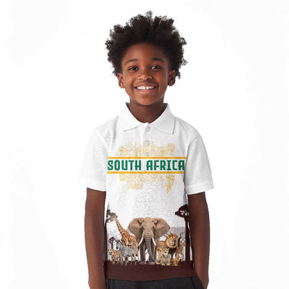 South Africa Wildlife Pride Kid Polo Shirt Big Five Animals
