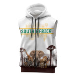 South Africa Wildlife Pride Sleeveless Zip Hoodie Big Five Animals - African Pride