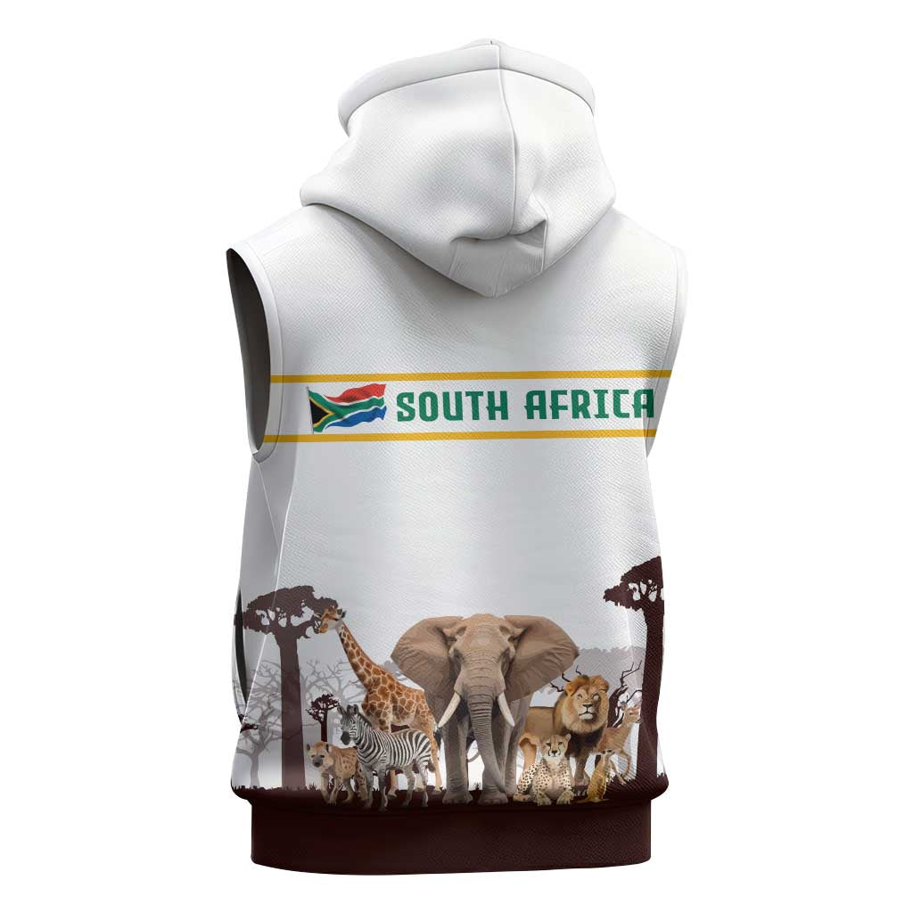 South Africa Wildlife Pride Sleeveless Zip Hoodie Big Five Animals - African Pride