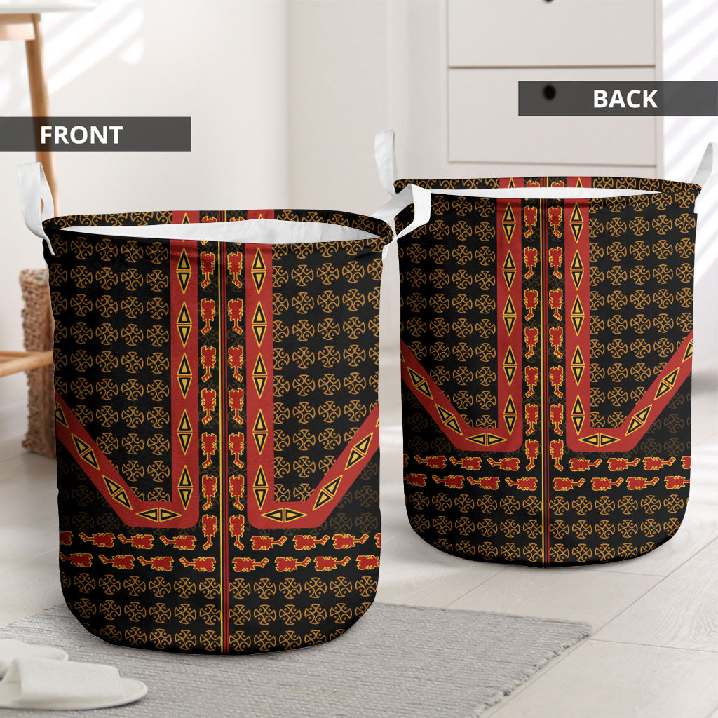 Cameroon Toghu Heritage Laundry Basket Traditional Bamenda Pattern In African