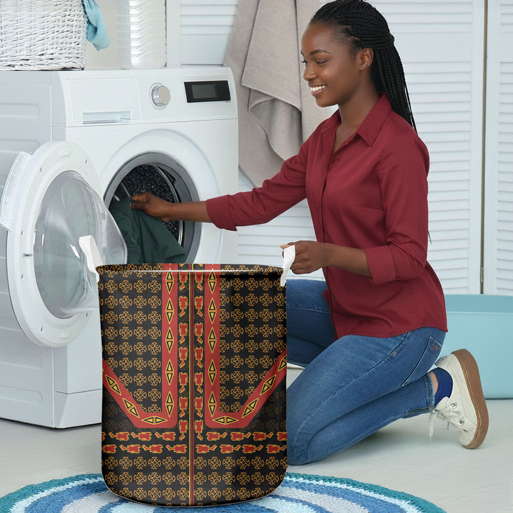 Cameroon Toghu Heritage Laundry Basket Traditional Bamenda Pattern In African