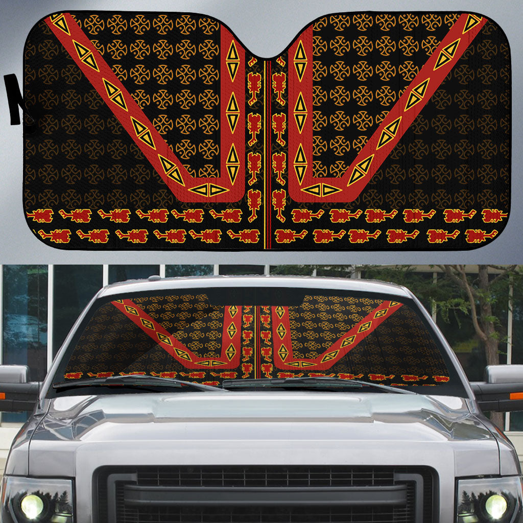 Cameroon Toghu Heritage Auto Sun Shade Traditional Bamenda Pattern In African
