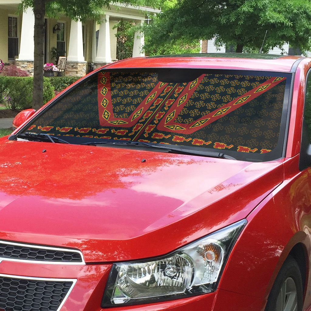 Cameroon Toghu Heritage Auto Sun Shade Traditional Bamenda Pattern In African