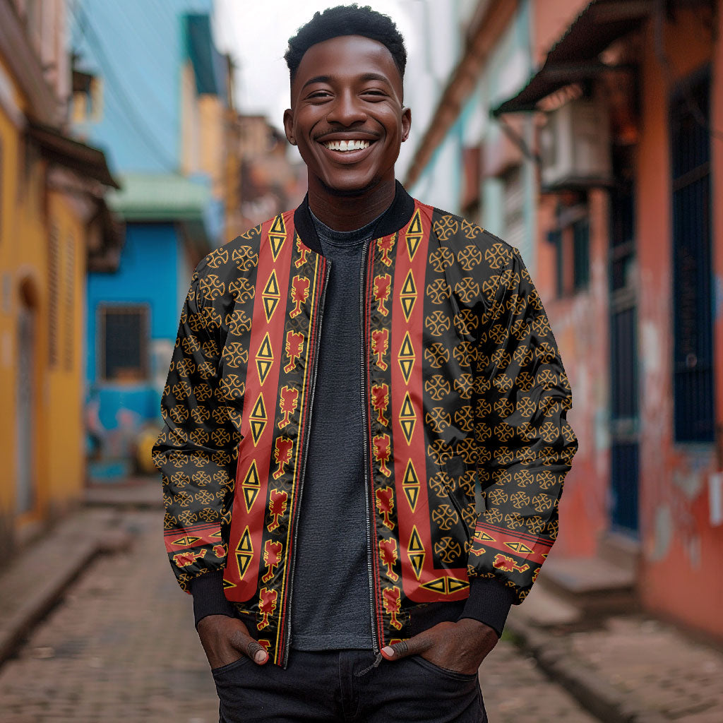 Cameroon Toghu Heritage Bomber Jacket Traditional Bamenda Pattern In African