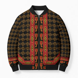 Cameroon Toghu Heritage Bomber Puffer Jacket Traditional Bamenda Pattern In African