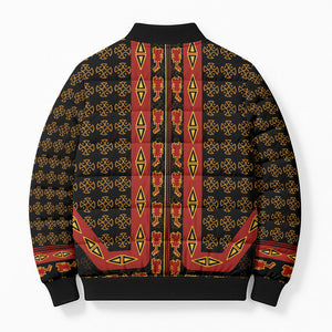 Cameroon Toghu Heritage Bomber Puffer Jacket Traditional Bamenda Pattern In African
