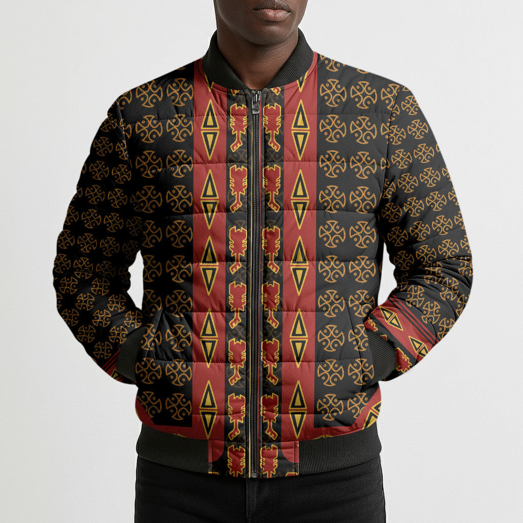 Cameroon Toghu Heritage Bomber Puffer Jacket Traditional Bamenda Pattern In African