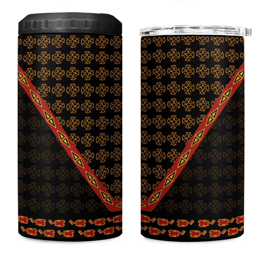 Cameroon Toghu Heritage 4 in 1 Can Cooler Tumbler Traditional Bamenda Pattern In African