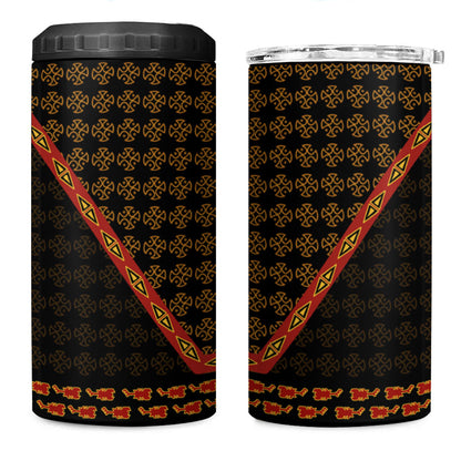 Cameroon Toghu Heritage 4 in 1 Can Cooler Tumbler Traditional Bamenda Pattern In African