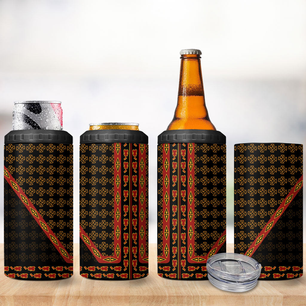 Cameroon Toghu Heritage 4 in 1 Can Cooler Tumbler Traditional Bamenda Pattern In African