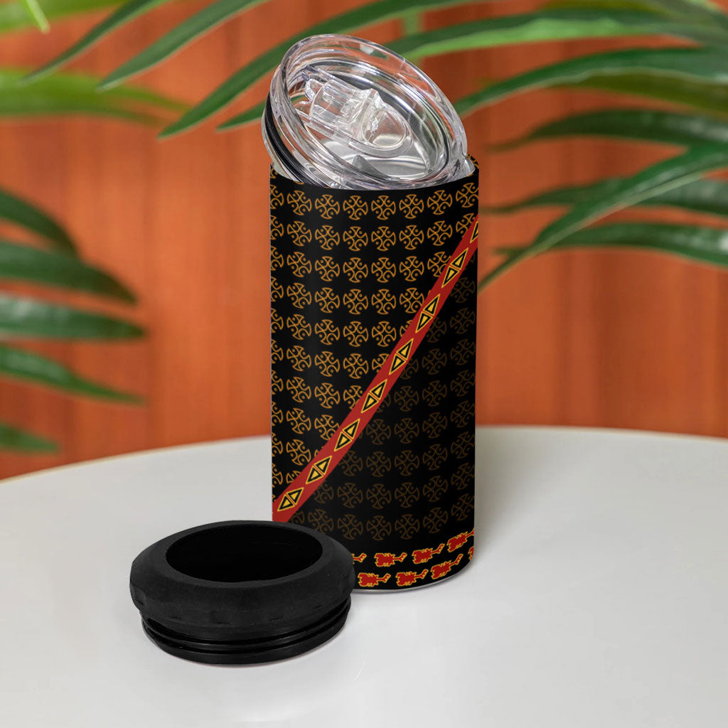 Cameroon Toghu Heritage 4 in 1 Can Cooler Tumbler Traditional Bamenda Pattern In African