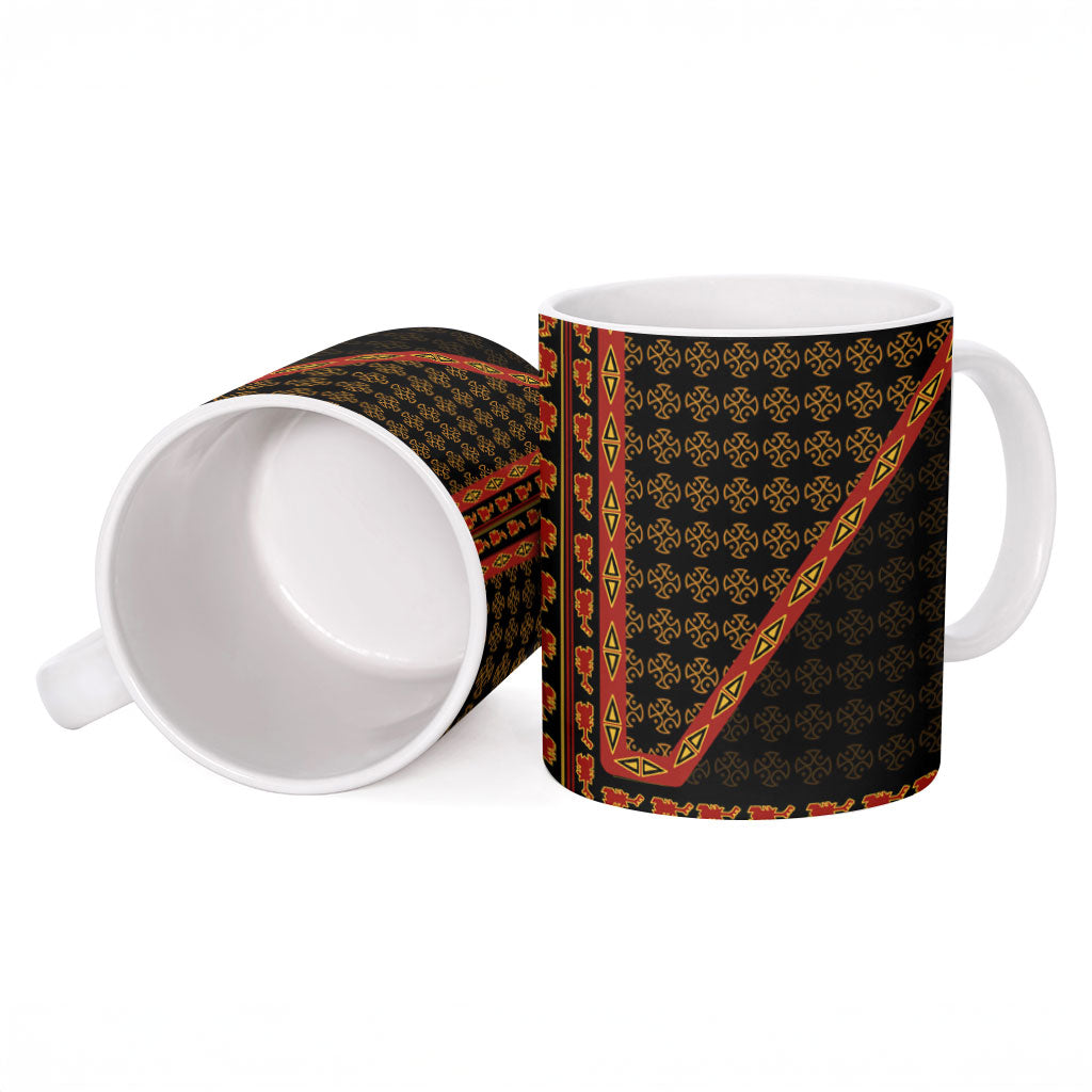 Cameroon Toghu Heritage Ceramic Mug Traditional Bamenda Pattern In African