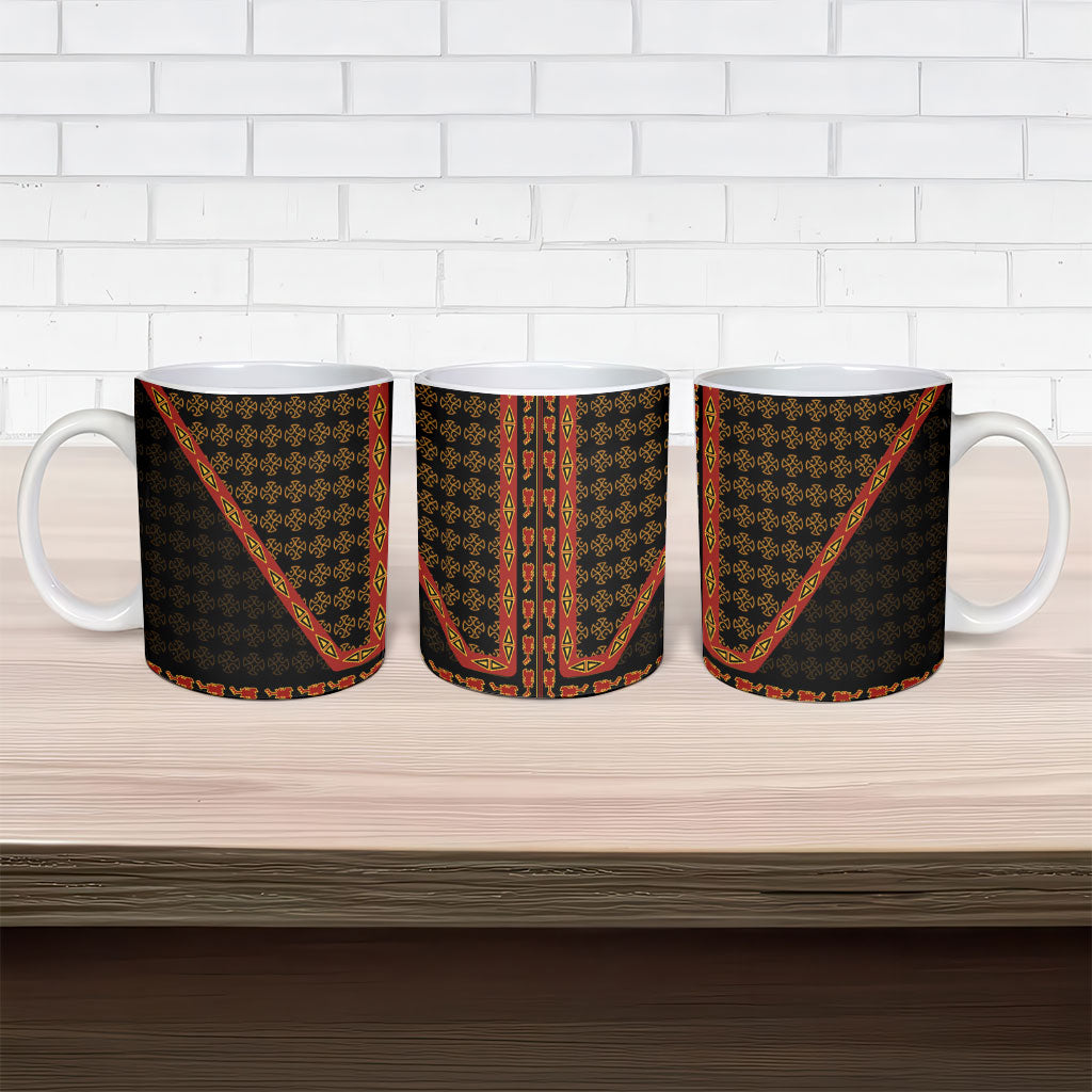 Cameroon Toghu Heritage Ceramic Mug Traditional Bamenda Pattern In African