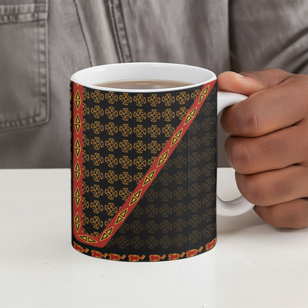 Cameroon Toghu Heritage Ceramic Mug Traditional Bamenda Pattern In African