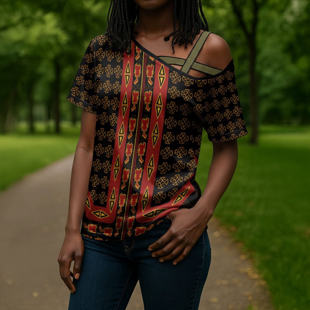 Cameroon Toghu Heritage Cross Shoulder Shirt Traditional Bamenda Pattern In African