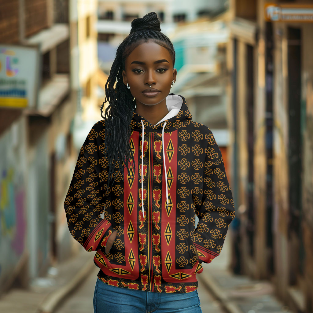 Cameroon Toghu Heritage Hoodie Traditional Bamenda Pattern In African