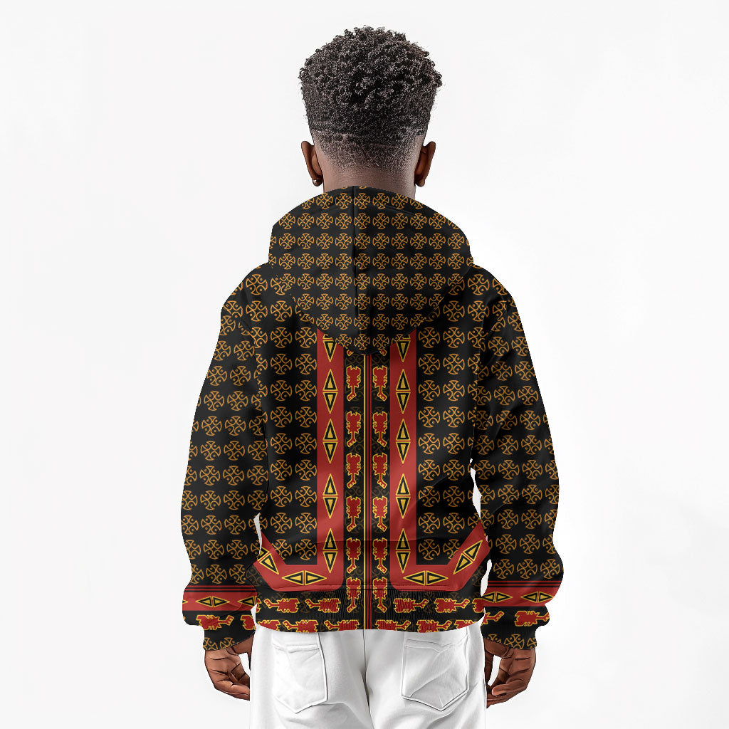 Cameroon Toghu Heritage Kid Hoodie Traditional Bamenda Pattern In African
