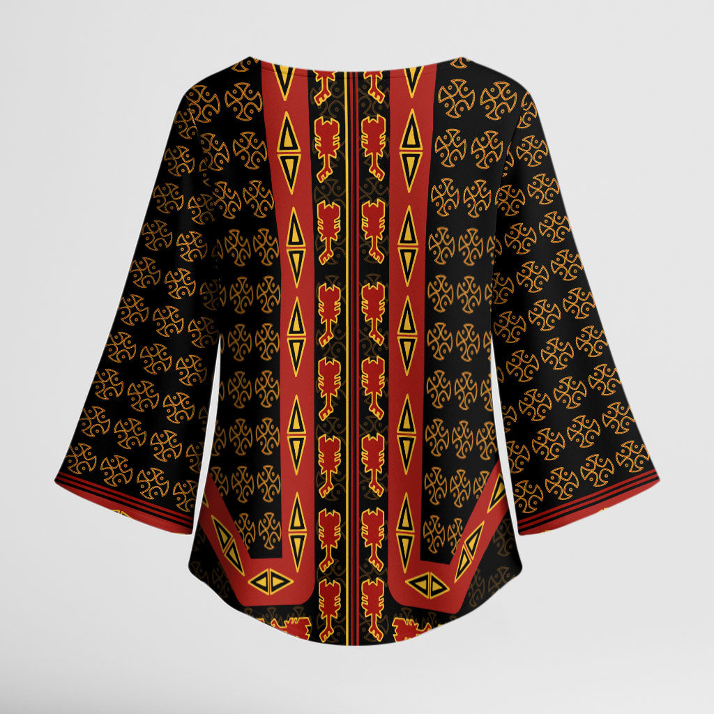 Cameroon Toghu Heritage Kimono Sleeve Blouse Traditional Bamenda Pattern In African