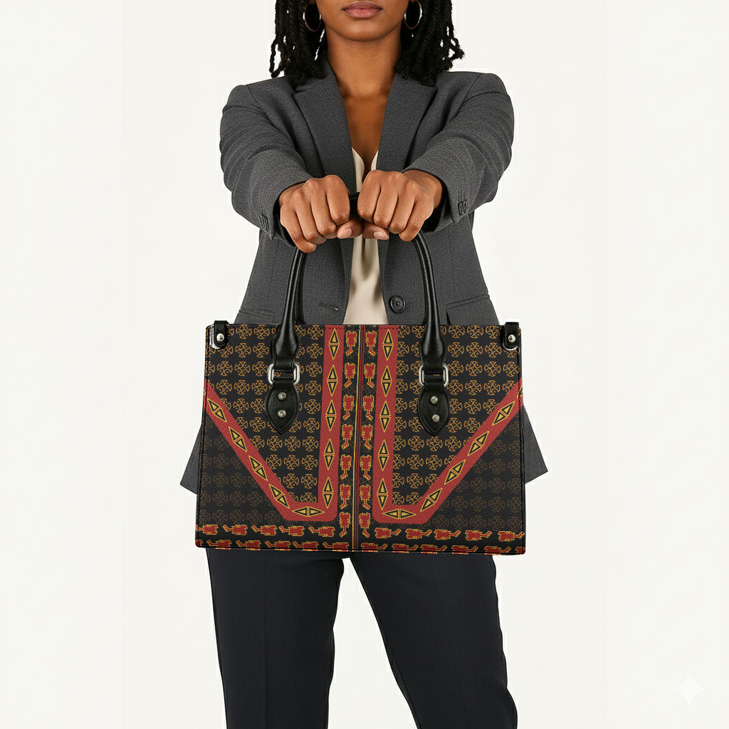 Cameroon Toghu Heritage Leather Bag Traditional Bamenda Pattern In African