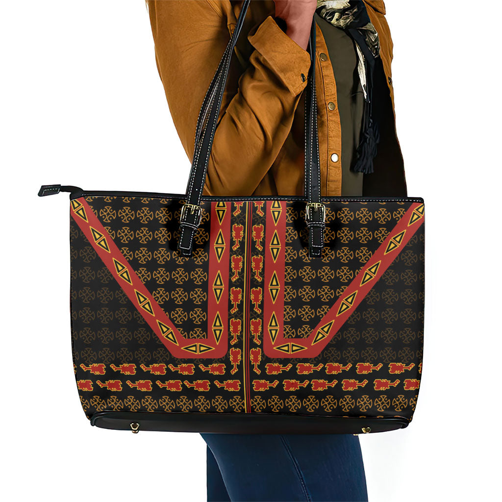 Cameroon Toghu Heritage Leather Tote Bag Traditional Bamenda Pattern In African