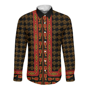 Cameroon Toghu Heritage Long Sleeve Button Shirt Traditional Bamenda Pattern In African