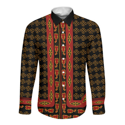 Cameroon Toghu Heritage Long Sleeve Button Shirt Traditional Bamenda Pattern In African